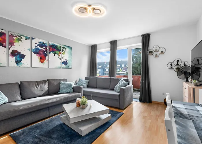 Design Luxus, Vollausstattung, 2 Min Hbf Duisburg, Betten, 2 55