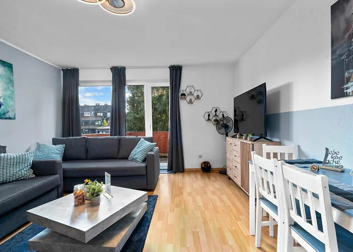 Apartamento Design Luxus, Vollausstattung, 2 Min Hbf Duisburg, Betten, 2 55