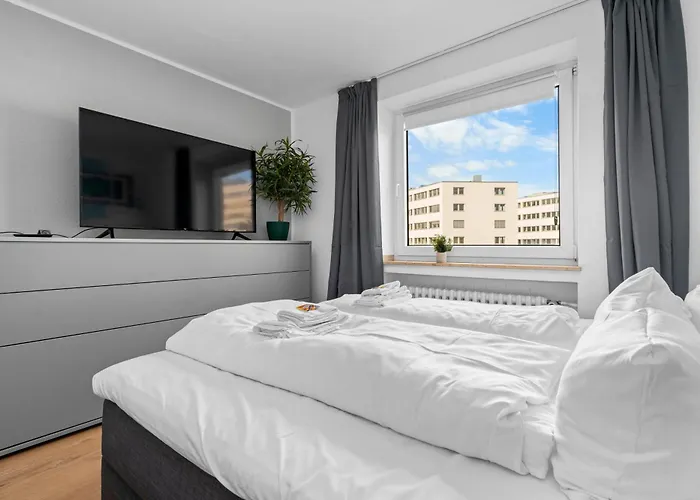Apartamento Design Luxus, Vollausstattung, 2 Min Hbf Duisburg, Betten, 2 55